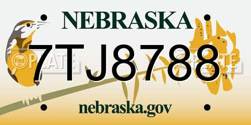 7TJ8788 Nebraska License Plate
