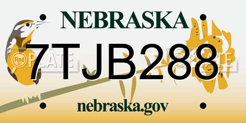 7TJB288 Nebraska License Plate