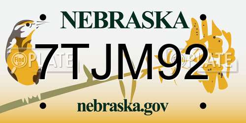 7TJM92 Nebraska License Plate