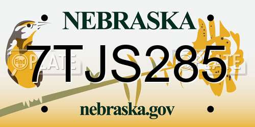 7TJS285 Nebraska License Plate