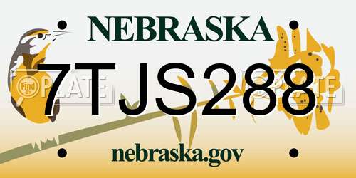 7TJS288 Nebraska License Plate