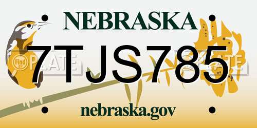 7TJS785 Nebraska License Plate