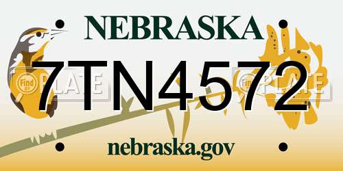 7TN4572 Nebraska License Plate