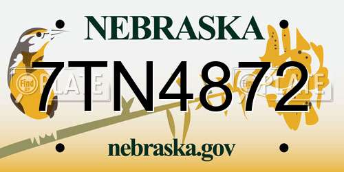 7TN4872 Nebraska License Plate