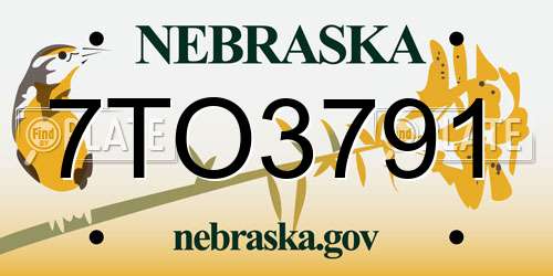 7TO3791 Nebraska License Plate