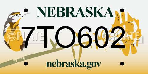 7TO602 Nebraska License Plate