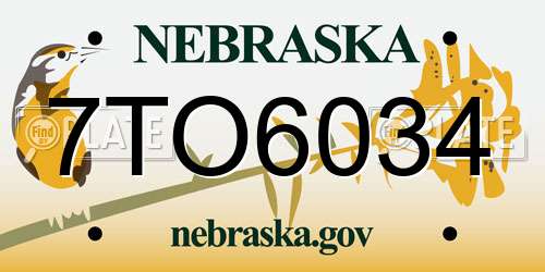 7TO6034 Nebraska License Plate