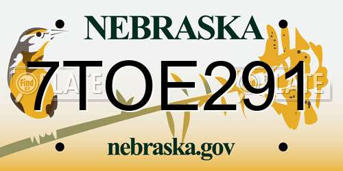 7TOE291 Nebraska License Plate