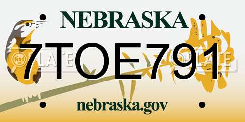 7TOE791 Nebraska License Plate