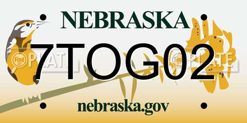 7TOG02 Nebraska License Plate