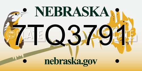 7TQ3791 Nebraska License Plate