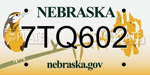7TQ602 Nebraska License Plate