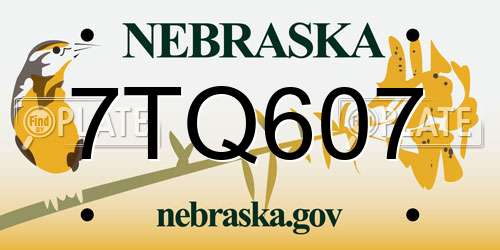 7TQ607 Nebraska License Plate