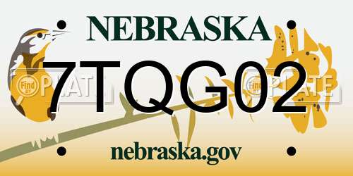 7TQG02 Nebraska License Plate