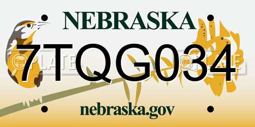 7TQG034 Nebraska License Plate
