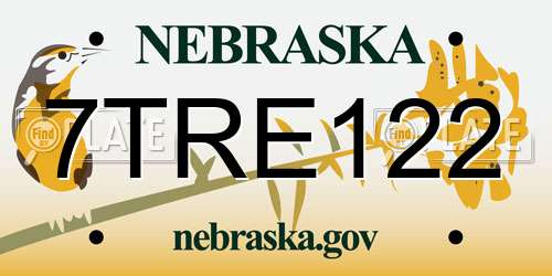 7TRE122 Nebraska License Plate