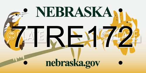 7TRE172 Nebraska License Plate