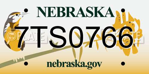7TS0766 Nebraska License Plate