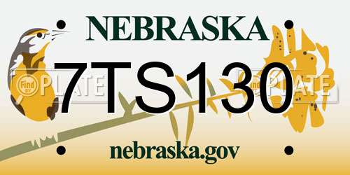 7TS130 Nebraska License Plate
