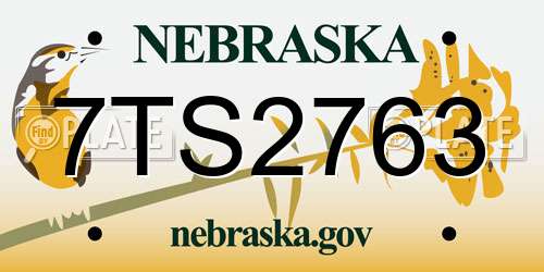 7TS2763 Nebraska License Plate