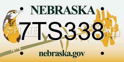 7TS338 Nebraska License Plate