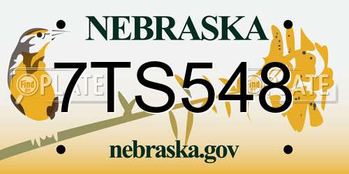 7TS548 Nebraska License Plate