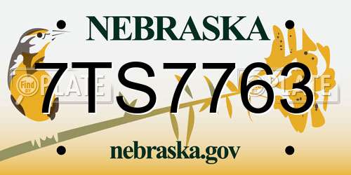 7TS7763 Nebraska License Plate