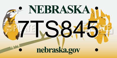 7TS845 Nebraska License Plate