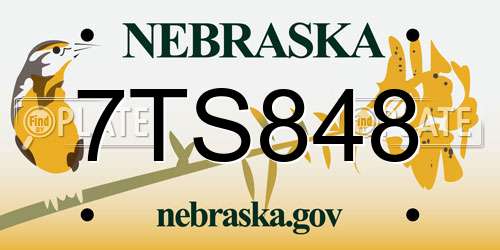 7TS848 Nebraska License Plate