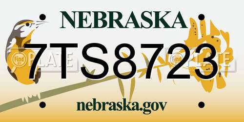 7TS8723 Nebraska License Plate