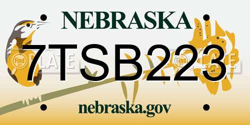 7TSB223 Nebraska License Plate
