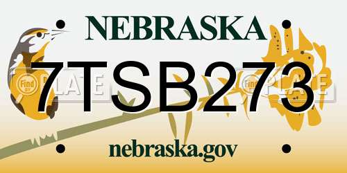 7TSB273 Nebraska License Plate