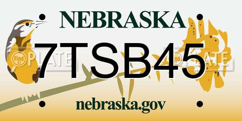 7TSB45 Nebraska License Plate