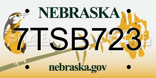 7TSB723 Nebraska License Plate