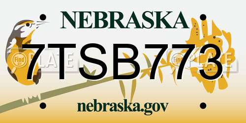 7TSB773 Nebraska License Plate