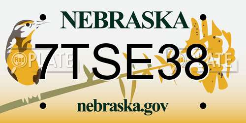7TSE38 Nebraska License Plate