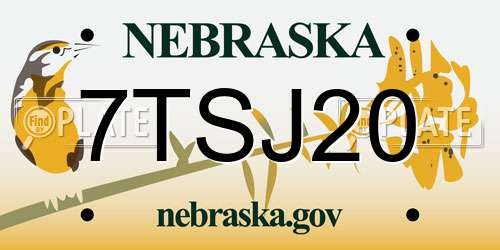 7TSJ20 Nebraska License Plate