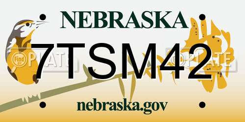 7TSM42 Nebraska License Plate