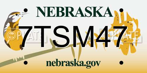 7TSM47 Nebraska License Plate
