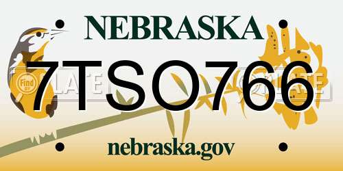 7TSO766 Nebraska License Plate