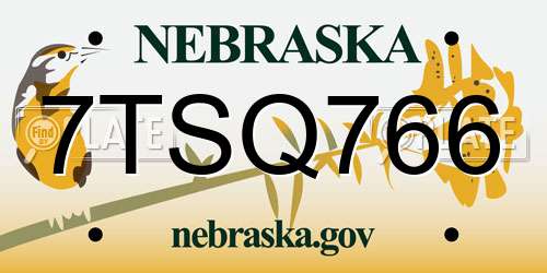 7TSQ766 Nebraska License Plate
