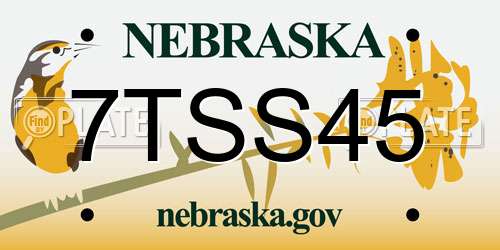 7TSS45 Nebraska License Plate