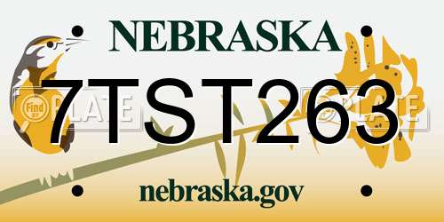 7TST263 Nebraska License Plate