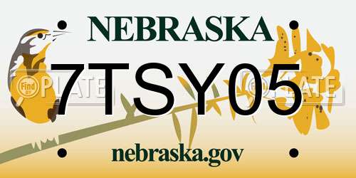 7TSY05 Nebraska License Plate
