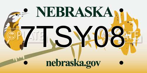 7TSY08 Nebraska License Plate