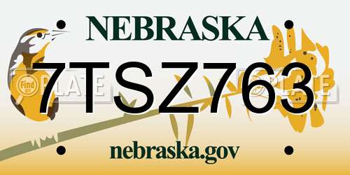 7TSZ763 Nebraska License Plate