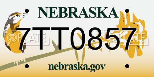 7TT0857 Nebraska License Plate