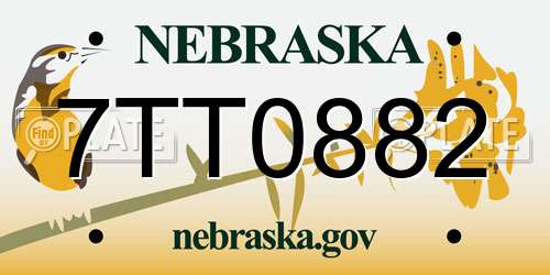 7TT0882 Nebraska License Plate