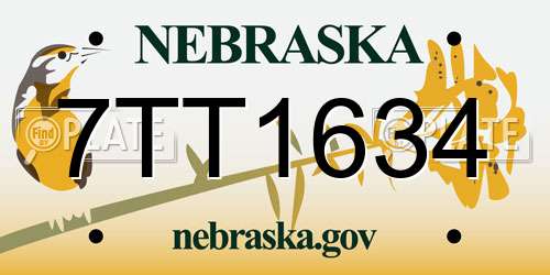 7TT1634 Nebraska License Plate