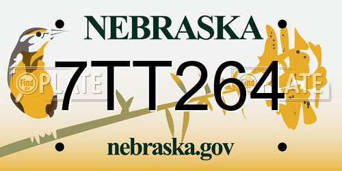 7TT264 Nebraska License Plate
